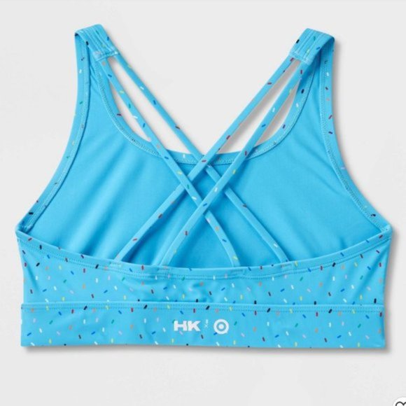 NWT Humankind Swim Sports Bra Style Bikini Top - Light Blue Confetti Sprinkles - Picture 3 of 3